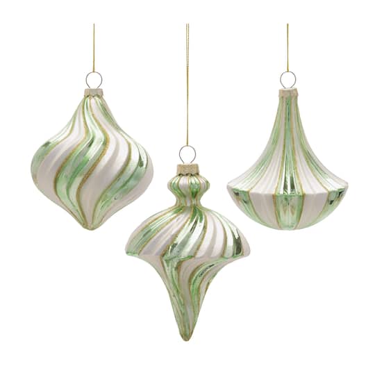 Melrose Green Petite Glass Christmas Ornament Set